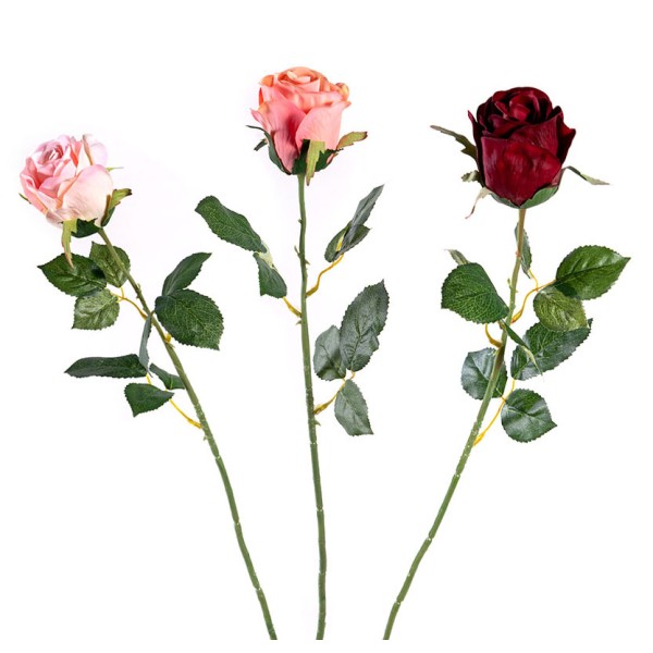 Κλαδί μονό τριαντάφυλλο σε 3 χρώματα 71εκ